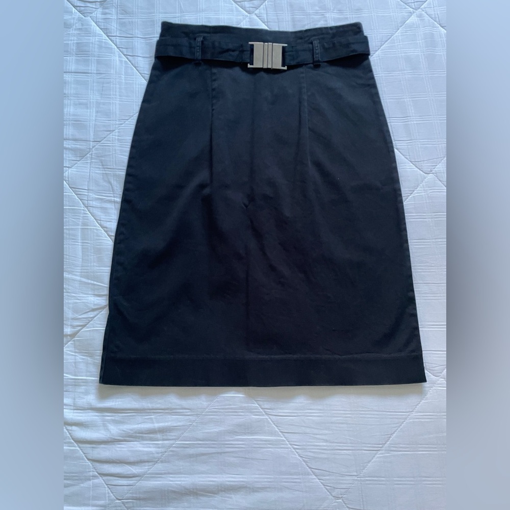 Black Belted Pencil Skirt